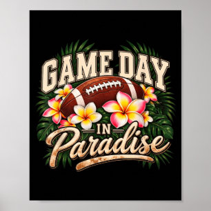 Game day in paradise tropical football poster