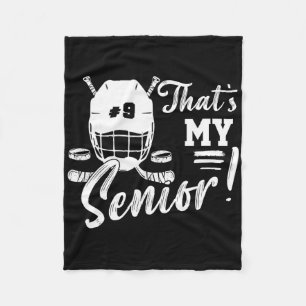 Game Day Jersey Number 09 That's My Senior Hockey Fleece Blanket