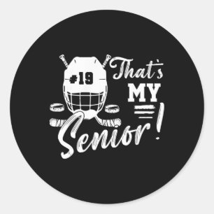 Game Day Jersey Number 19 That's My Senior Hockey  Classic Round Sticker