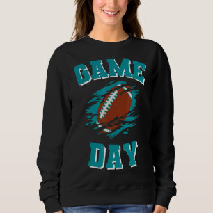 Game Day Kick Off Football Aqua and Orange Team Fa Sweatshirt