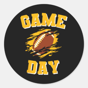 Game Day Kick Off Football Black And Yellow Team F Classic Round Sticker