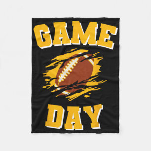 Game Day Kick Off Football Black And Yellow Team F Fleece Blanket