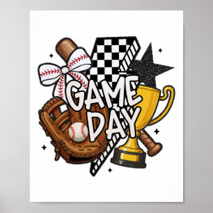 Game Day Mama Bysebyll Mum For Women Girl Kid Poster