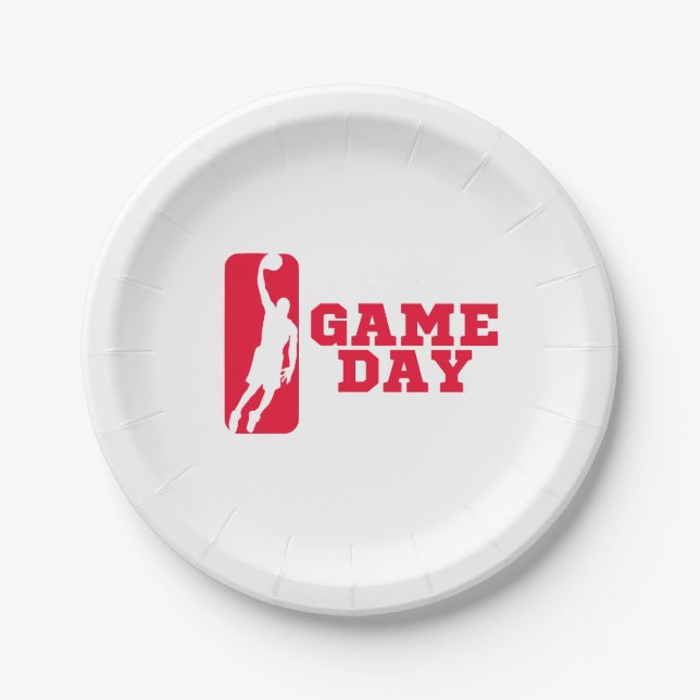 Game day march madness basketball paper plate (Front)