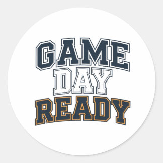 Game Day Ready - Orange and Blue Classic Round Sticker