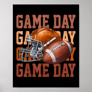 Game Day Retro Football Touchdown Season Football Poster