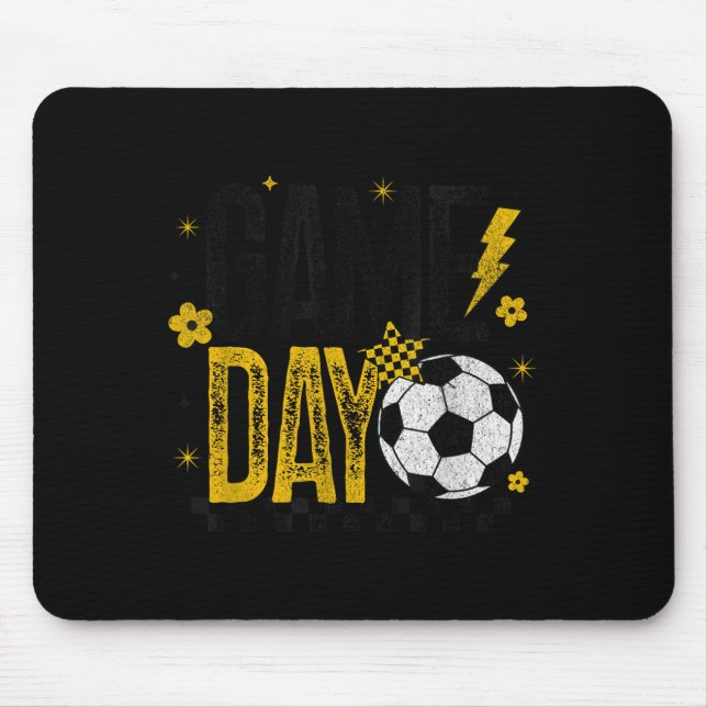 Game Day Retro Soccer Season Black &amp; Yellow Go Mouse Mat (Front)