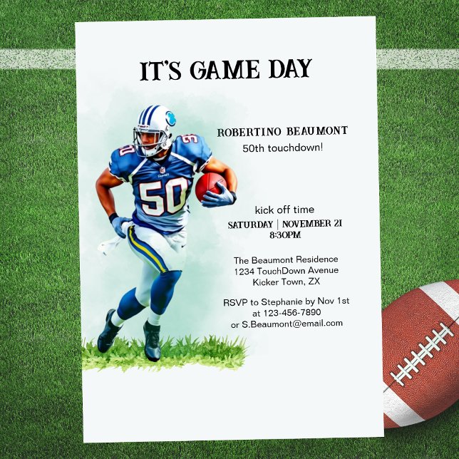Game Day Running American Football 50th birthday Invitation (Creator Uploaded)