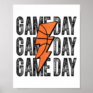 Game Day Sketll Lightning Bolt Sketll Mom Dad Kid Poster