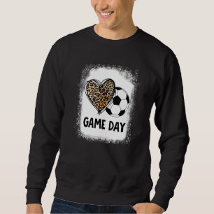 Game Day Soccer Decorations Leopard Heart Soccer M Sweatshirt