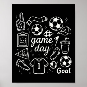 Game Day Soccer Foam Finger Cleats And Goal Vibes  Poster