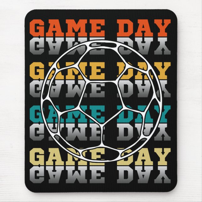 Game Day Soccer Lover Colour Typography Mouse Mat (Front)