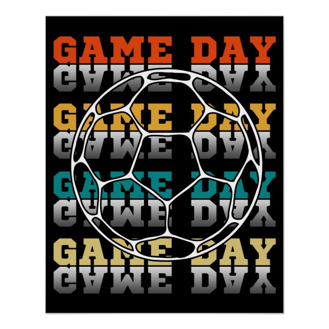 Game Day Soccer Lover Colour Typography Poster (Front)