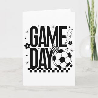 Game Day Soccer Season Mum Retro Chequered Lightni Card