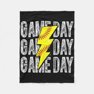 Game Day Softll Lightning Bolt Softll Mom Dad Girl Fleece Blanket