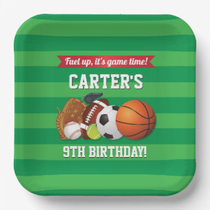 Game Day Sports Team Birthday Paper Plate