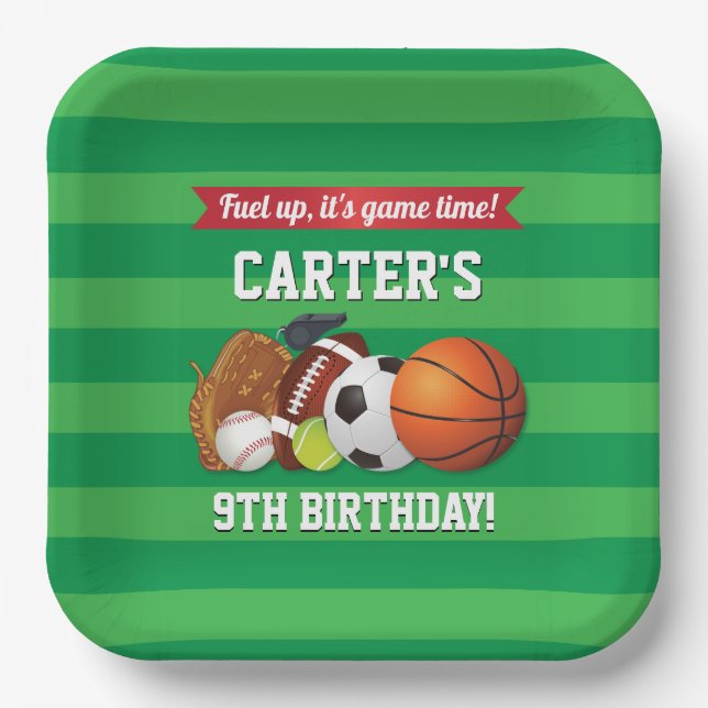 Game Day Sports Team Birthday Paper Plate (Front)