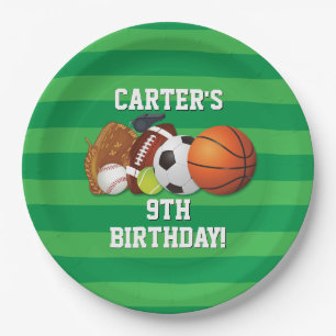 Game Day Sports Team Birthday Paper Plate