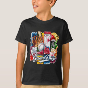 Game Day Sports Watercolor Collage T-Shirt
