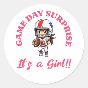 Game Day Surprise for Football Lovers Its a Girl Classic Round Sticker