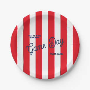 Game Day Team Name Meet Me In The Bleachers Red Paper Plate