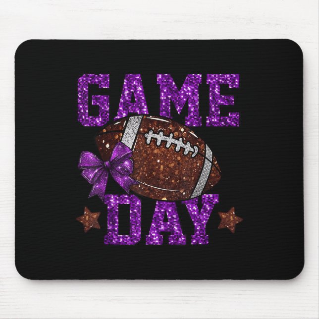 Game Day Touchdown Football Mum Girls Go Cheer Pur Mouse Mat (Front)