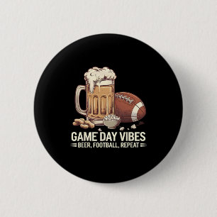 Game Day Vibes Beer Football Repeat Funny Sports C 6 Cm Round Badge