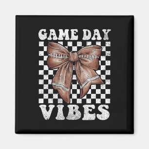 Game Day Vibes Coquette Bow Football Mama Football Magnet