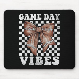 Game Day Vibes Coquette Bow Football Mama Football Mouse Mat