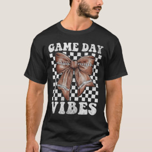 Game Day Vibes Coquette Bow Football Mama Football T-Shirt