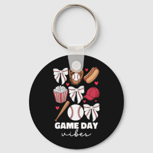 Game Day Vibes Coquette Bow Sell For Women Mum Sel Key Ring