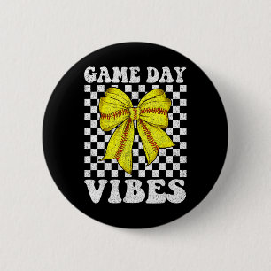 Game Day Vibes Coquette Bow Softll Mama Softll Gir 6 Cm Round Badge