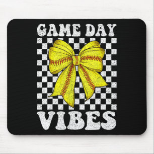 Game Day Vibes Coquette Bow Softll Mama Softll Gir Mouse Mat