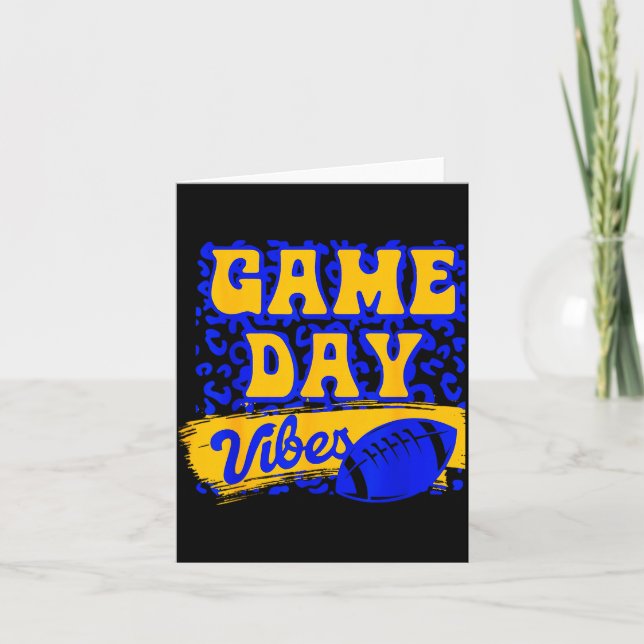 Game Day Vibes Football Season Football Blue Gold  Card (Front)