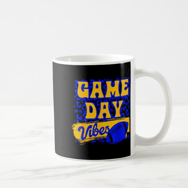 Game Day Vibes Football Season Football Blue Gold  Coffee Mug (Right)