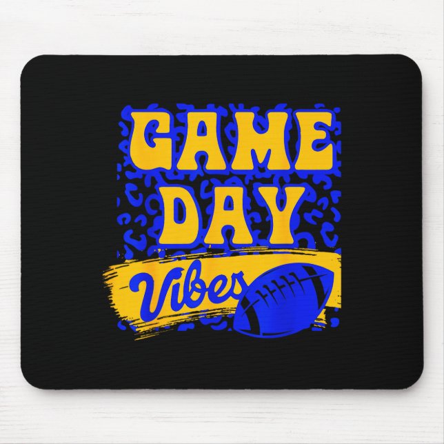 Game Day Vibes Football Season Football Blue Gold  Mouse Mat (Front)