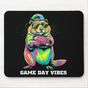 Game Day Vibes Funny Tribal Groundhog Holding Foot Mouse Mat