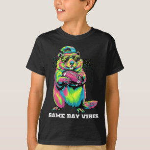 Game Day Vibes Funny Tribal Groundhog Holding Foot T-Shirt