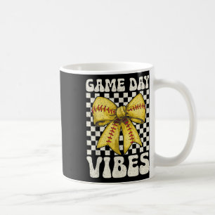 Game Day Vibes Groovy Coquette Bow Softball Women Coffee Mug