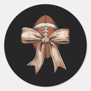 Game Day Vibes Retro Coquette Bow Football For Wom Classic Round Sticker