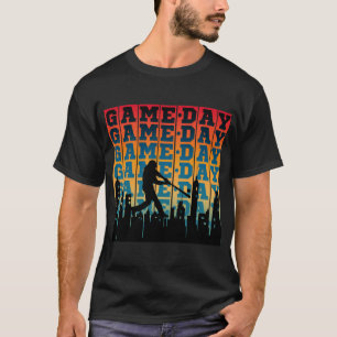 Game Day Vintage Silhouette Player Typography T-Shirt