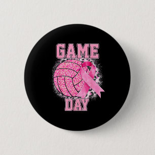 Game Day Volleyball Breast Cancer Awareness Nk Rib 6 Cm Round Badge