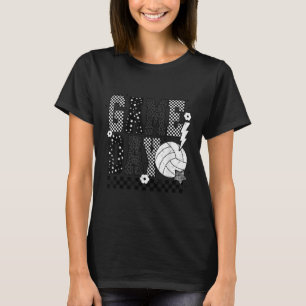 Game Day Volleyball Checkered Funny Volleyball T-Shirt