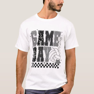 Game Day Volleyball Checkered  T-Shirt