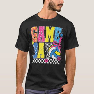 Game Day Volleyball Chequered Funny Volleyball T-Shirt