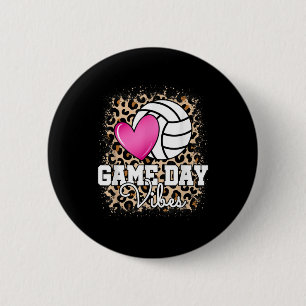 Game Day Volleyball Leopard Print Women Ladies Vol 6 Cm Round Badge
