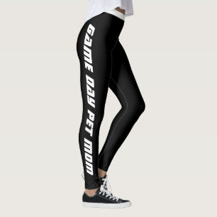 Game Day White Black Activewear Custom Pet Mum Cat Leggings