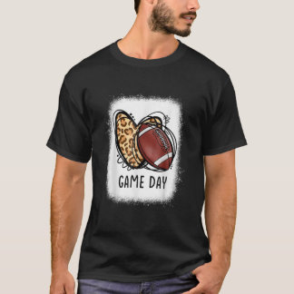 Game Day With Leopard Heart Football Lovers Mum Bl T-Shirt