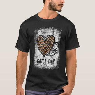 game day with leopard heart football  mum bleached T-Shirt
