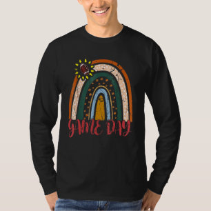 Game Day With Leopard Heart Football Mum Rainbow T-Shirt